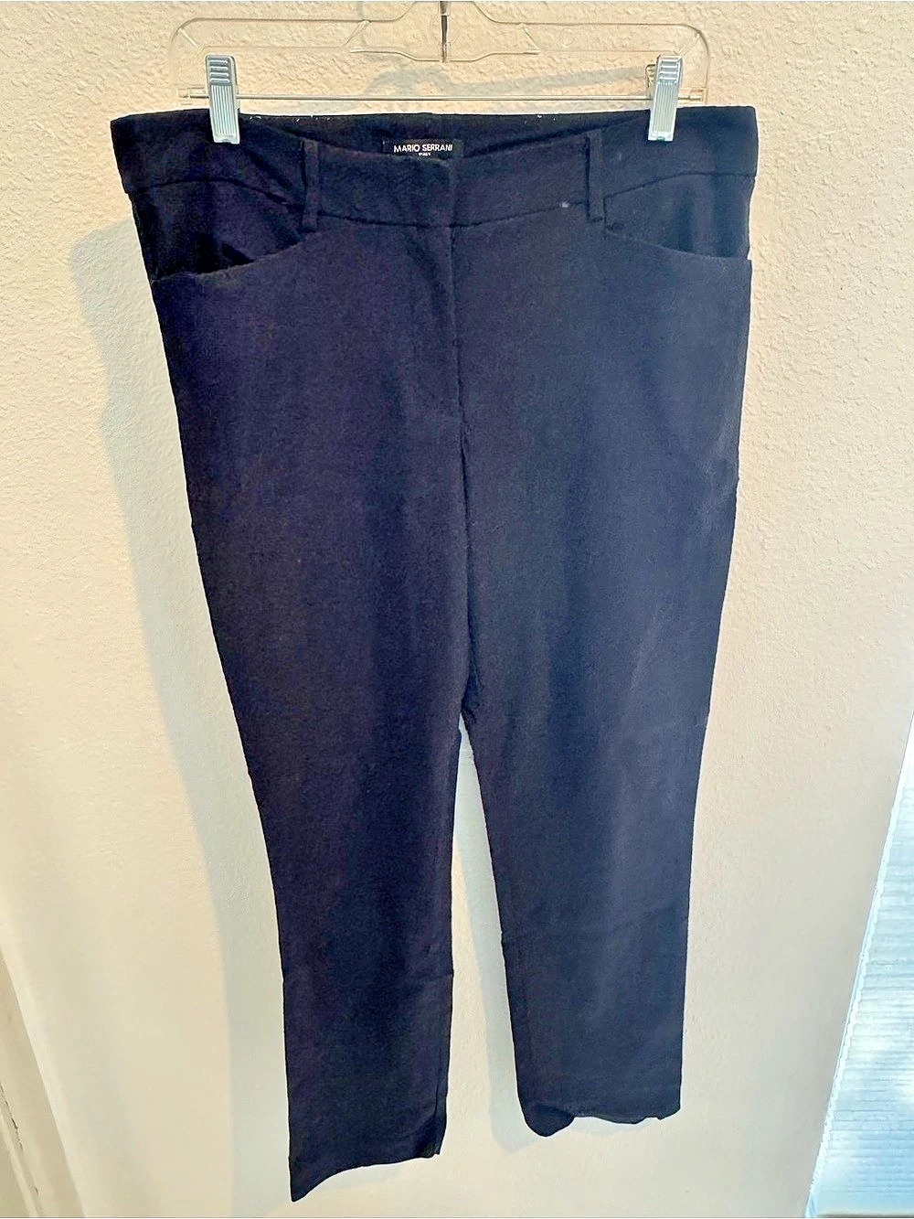 Mario Serrani Straight Leg Pants Rayon Blend Black Size 10